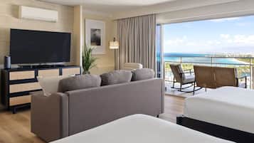46-inch flat-screen TV with cable channels, TV, DVD player