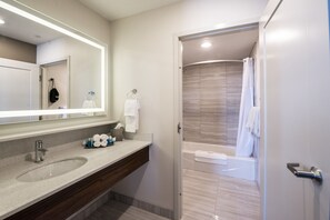 Rainfall showerhead, designer toiletries, hair dryer, bathrobes