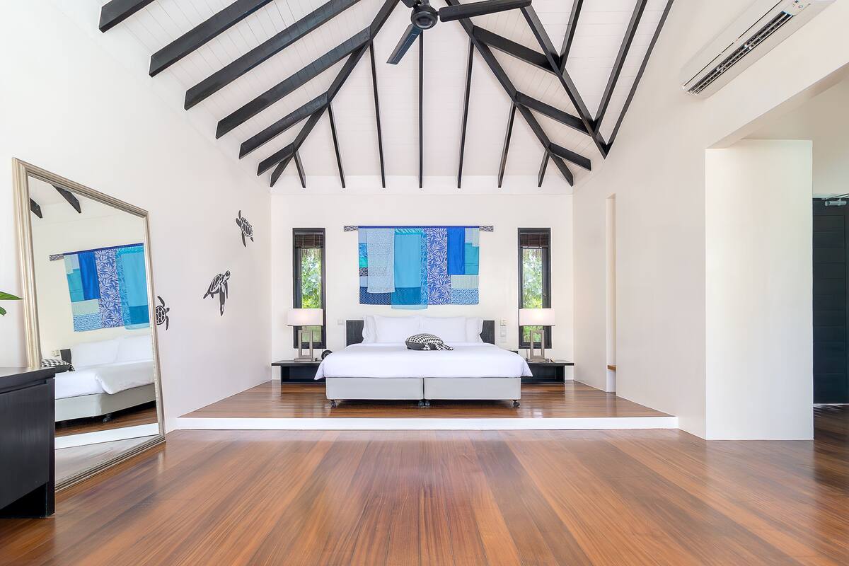 beach villa with private pool & sunset | premium bedding, minibar, in-room safe, desk