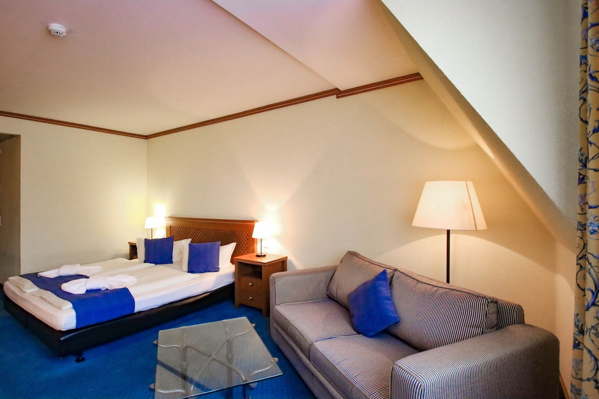 Hypo-allergenic bedding, minibar, desk, soundproofing