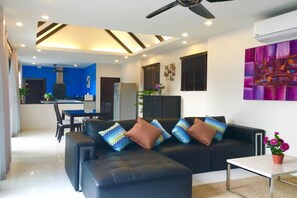 Flat-screen TV, DVD player