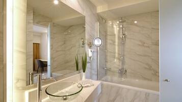 Executive Suite, Acropolis View | Bathroom | Shower, free toiletries, hair dryer, towels