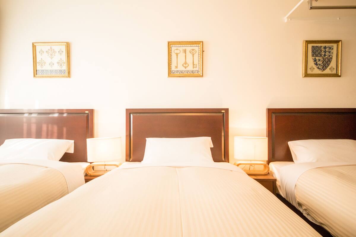 Desk, blackout curtains, free WiFi, bed sheets