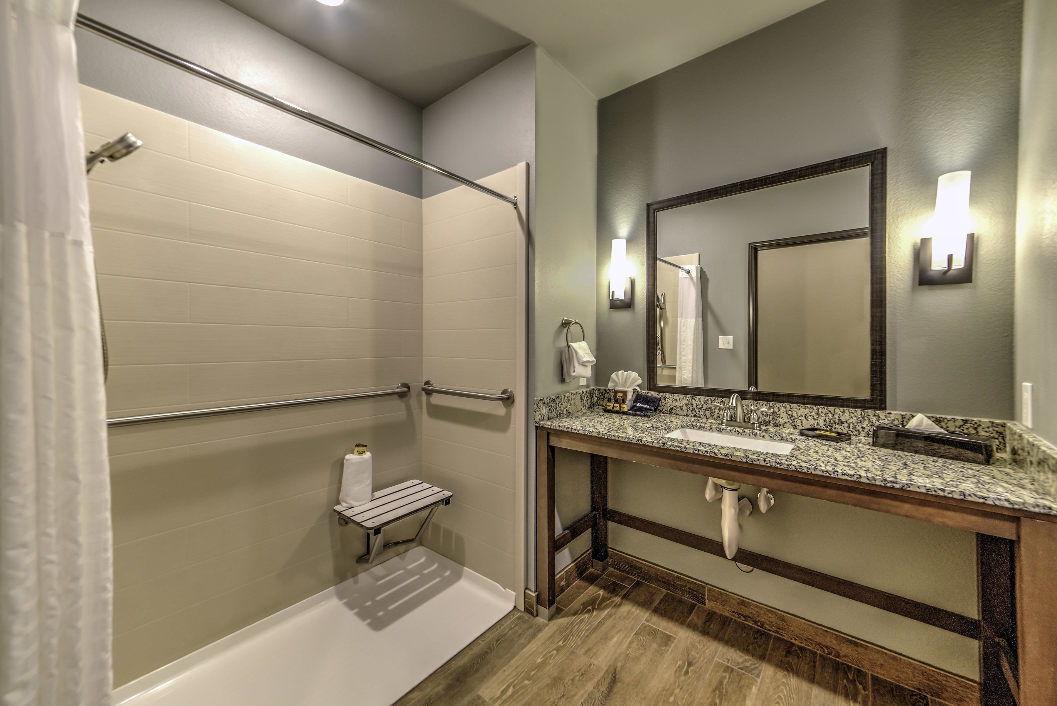 standard room, 1 king bed, accessible, non smoking | bathroom | combined shower/bathtub, free toiletries, hair dryer, towels