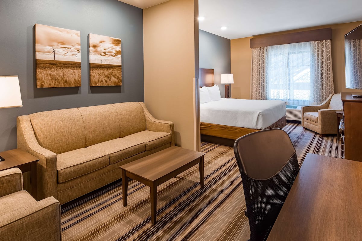 suite, 1 king bed, non smoking, refrigerator & microwave | pillow-top beds, in-room safe, desk, laptop workspace