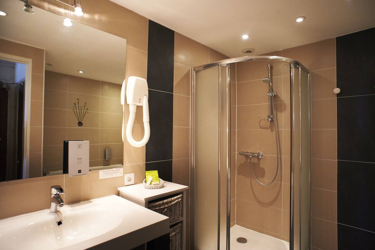 free toiletries, hair dryer, bathrobes, towels