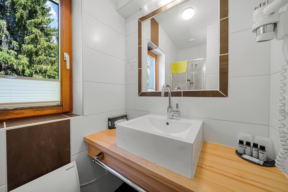 double room | bathroom | shower, free toiletries, hair dryer, bathrobes