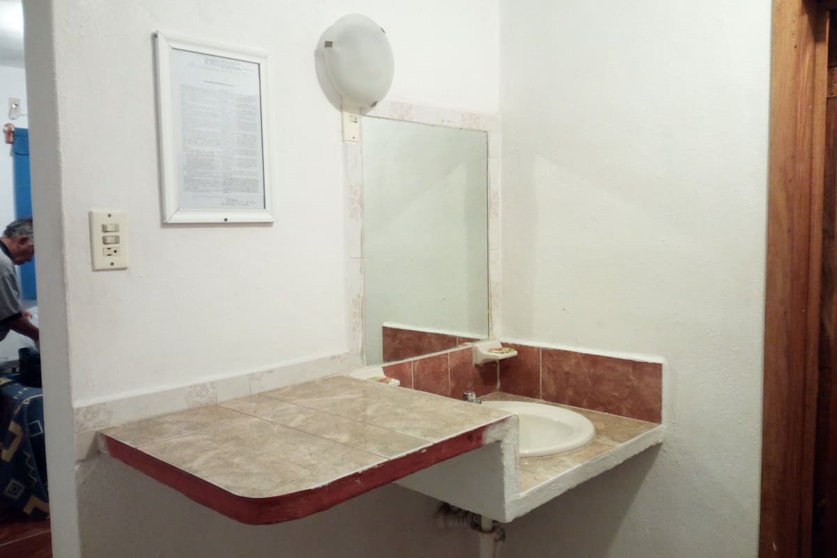 basic double room, 2 double beds | bathroom | shower, free toiletries, towels, shampoo