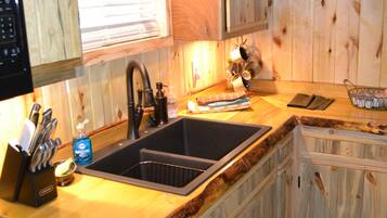 Family Cabin, 2 Bedrooms, River View, Overwater | Private kitchen | Fridge, microwave, oven, stovetop