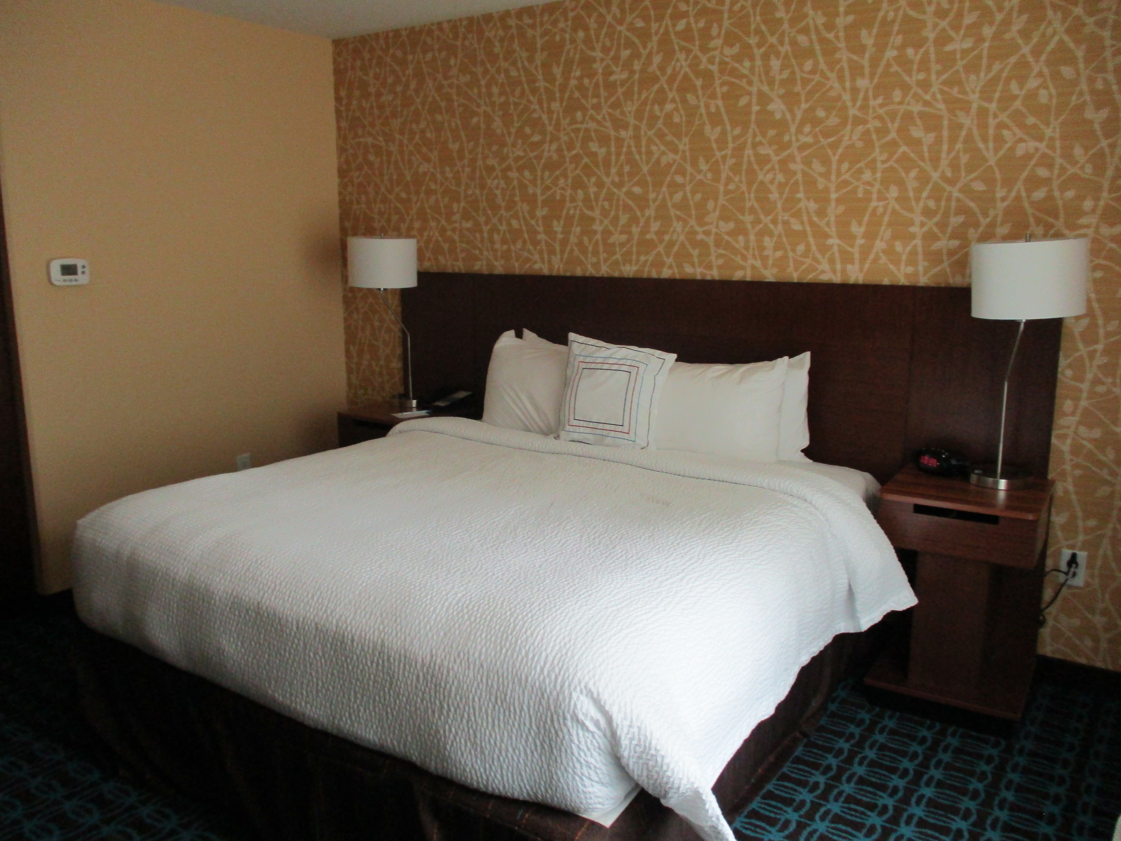 1 bedroom, desk, laptop workspace, blackout curtains