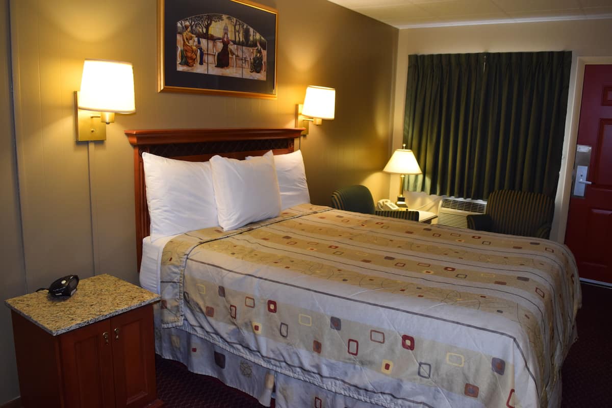 Desk, blackout drapes, iron/ironing board, WiFi (free)