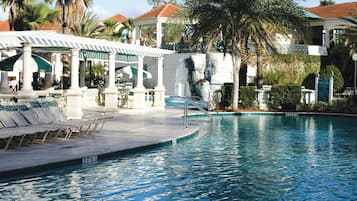 2 outdoor pools, sun loungers