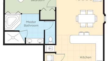 Caja de seguridad en la habitación y tabla de planchar con plancha