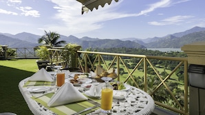 A table set for breakfast with a scenic mountain view. - The Albatross, Kandy (Maberiyatenna)