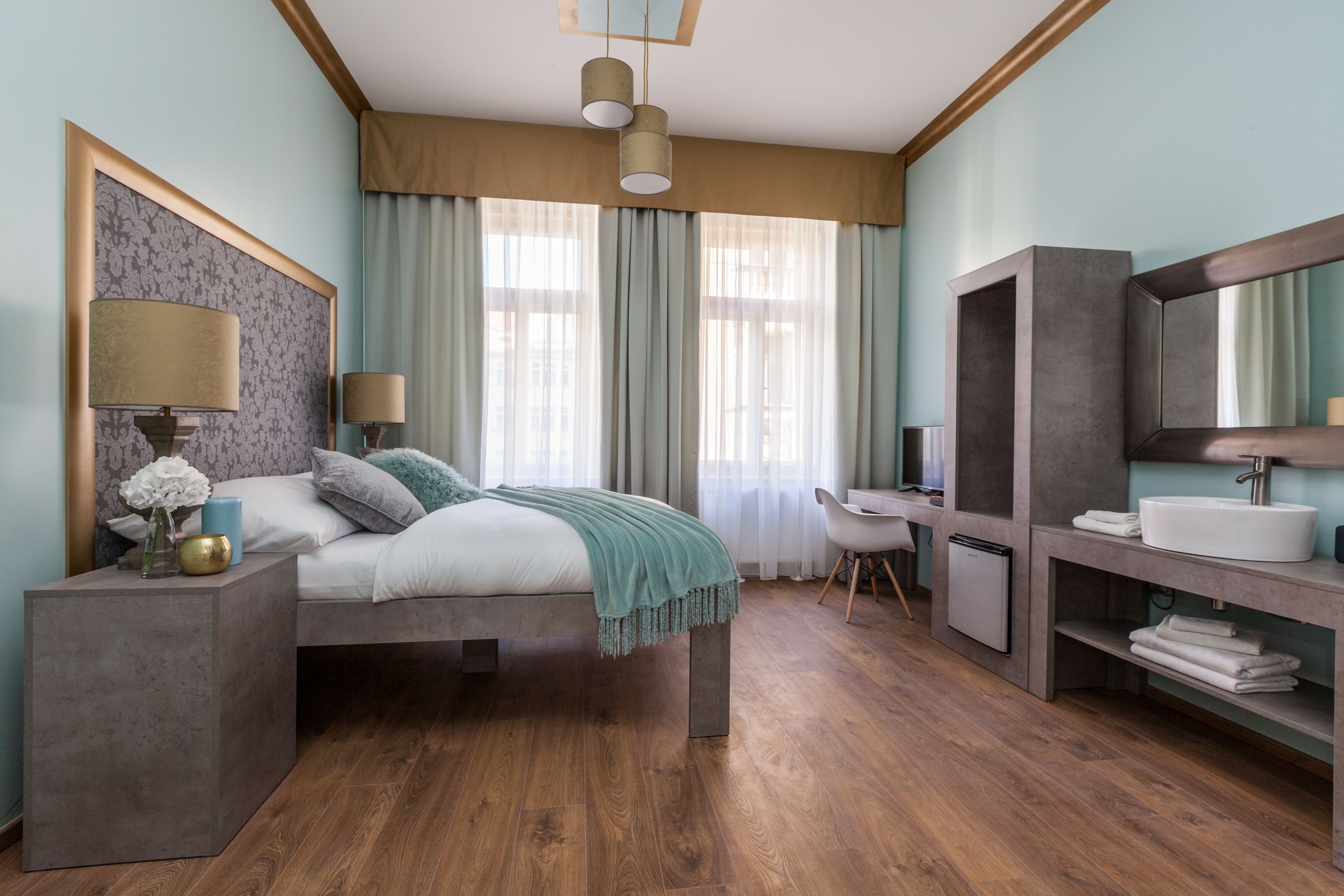 deluxe double room | in-room safe, desk, blackout curtains, iron/ironing board