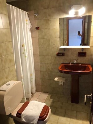 Economy Room | Bathroom | Rainfall showerhead, hair dryer, towels, soap - Hotel Tunqueley (San Martín de los Andes)