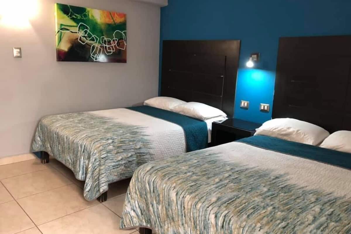 Double Room, 2 Double Beds | Iron/ironing board, free WiFi, bed sheets
