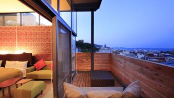Japanese-Style Twin Room with Open-Air Bath and 2 Japanese Futons - 3rd Floor | Balcony view