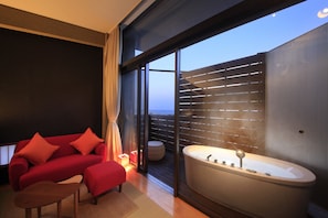 Japanese-Style Twin Room with Open-Air Bath and 2 Japanese Futons - Top Floor | Bathroom | Free toiletries, hair dryer, slippers, bidet - Atami Tensui (Atami)