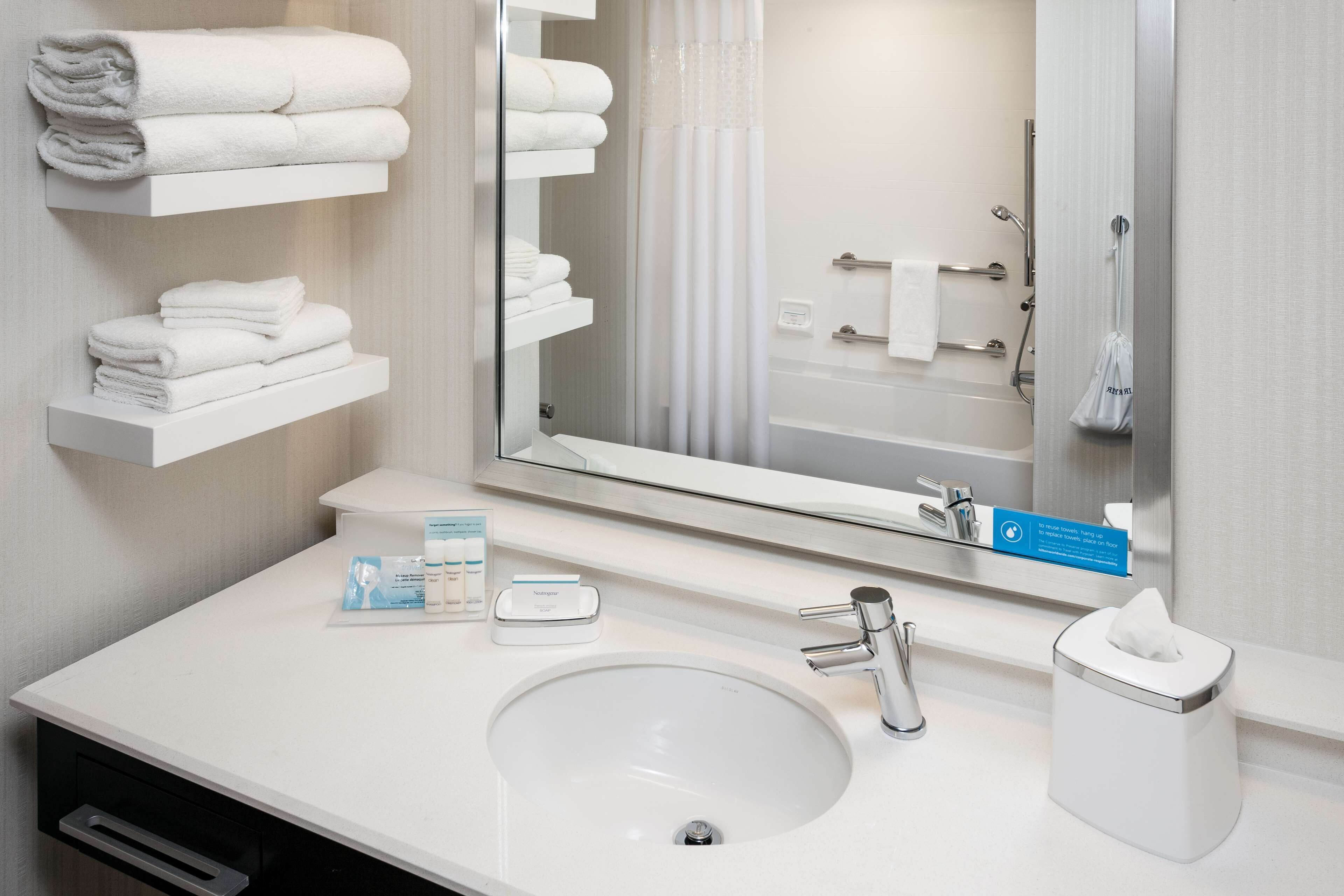 free toiletries, hair dryer, towels