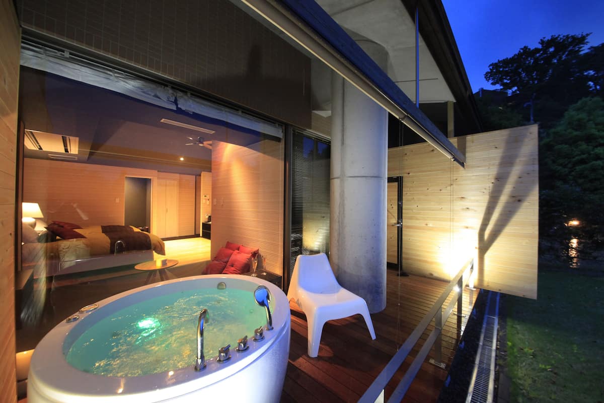 Kamar Twin, pemandangan halaman (Japanese Western + Futon, OpenAirBath) | Seprai premium, selimut bulu angsa, brankas, dan didekorasi berbeda-beda