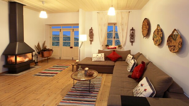 Cottage | Living room | TV, fireplace, video-game console, DVD player - Kalopanayiotis Cottage (Kalopanayiotis)