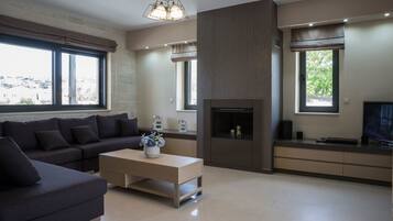 Villa, 4 Bedrooms, Private Pool | Living area | 42-inch flat-screen TV with satellite channels, plasma TV, DVD player