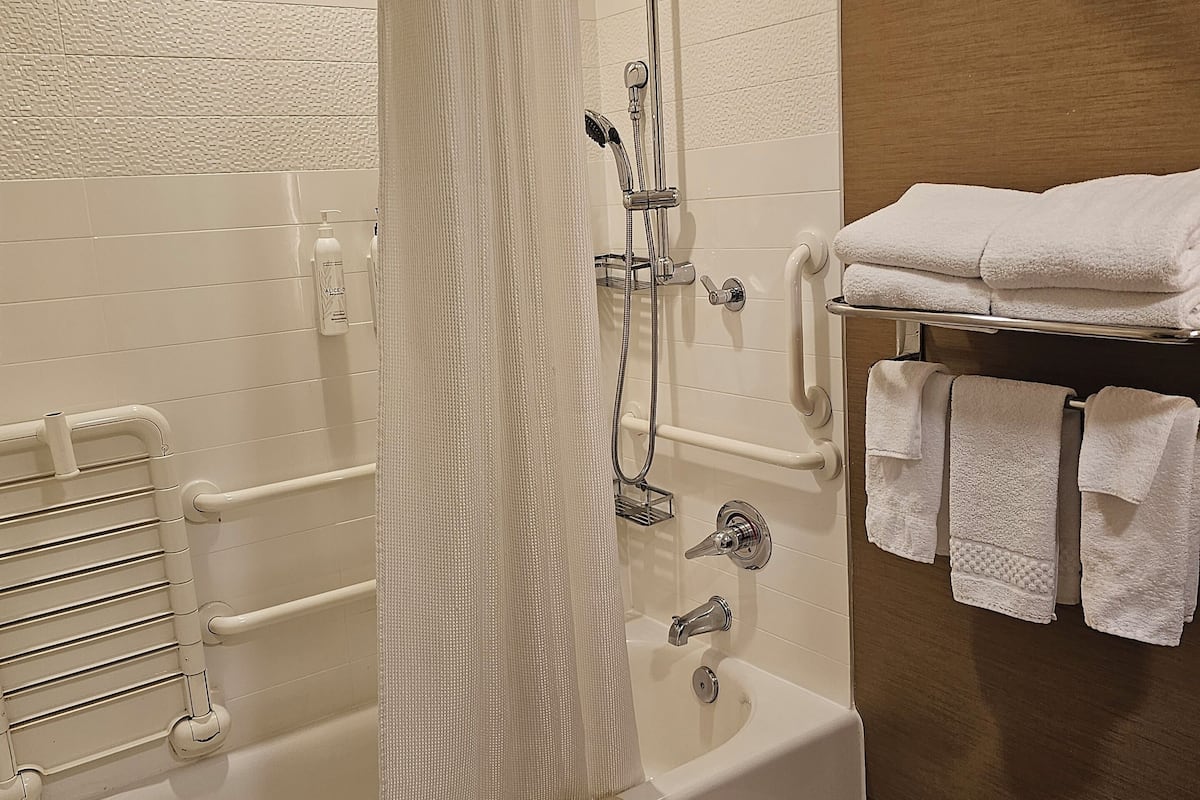 room, 2 queen beds (hearing accessible) | bathroom | free toiletries, hair dryer, towels, soap