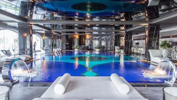 Indoor pool, open 8:30 AM to 10:00 PM, sun loungers, lifeguards on site