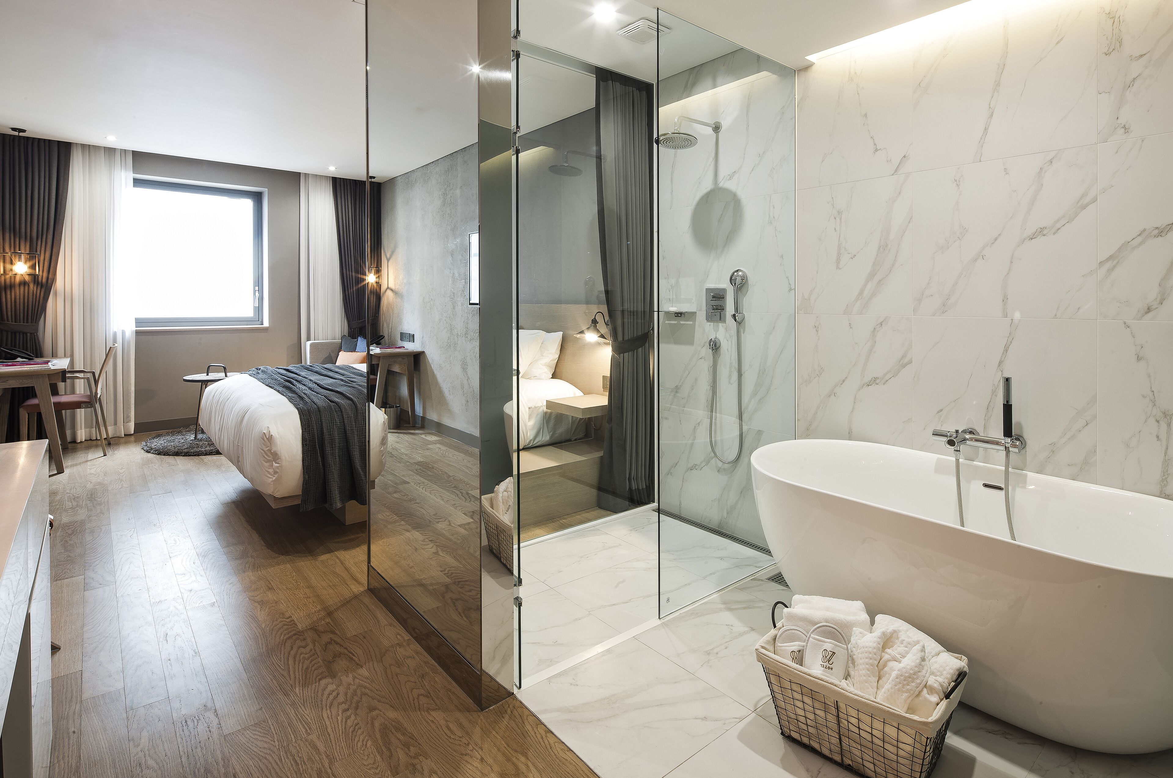 hair dryer, bathrobes, slippers, bidet