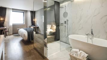 Hair dryer, bathrobes, slippers, bidet