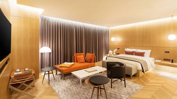 Minibar con artículos gratuitos y caja de seguridad en la habitación