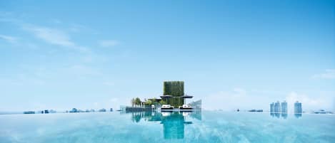 Outdoor pool, open 9 AM to 8 PM, free cabanas, pool umbrellas