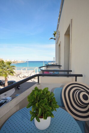 Triple Room, Balcony, Partial Sea View | Balcony view - Hotel Miramare (Otranto)