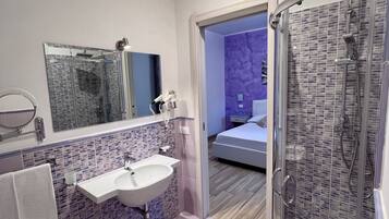 Superior Double Room, Terrace (Amethyst) | Bathroom | Shower, rainfall showerhead, free toiletries, hair dryer