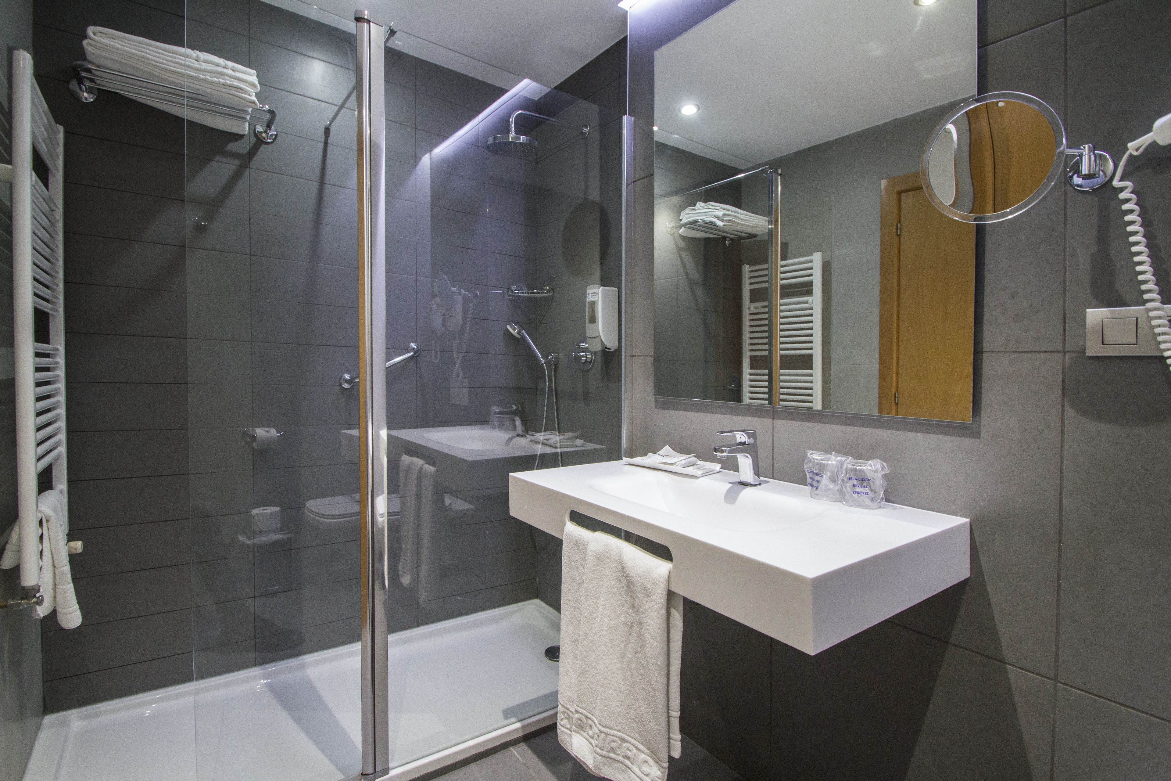 free toiletries, hair dryer, bidet, towels