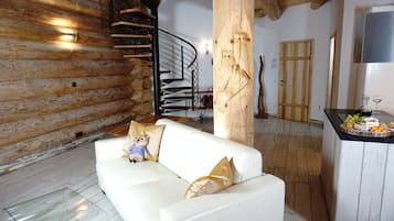 Design Apartment | Living area | 49-inch flat-screen TV with satellite channels, TV