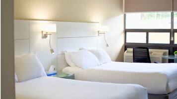 Premium bedding, desk, blackout drapes, iron/ironing board