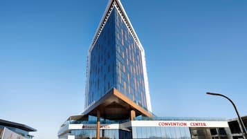 Stunning Convention Center with a sleek, geometric design and clean lines.