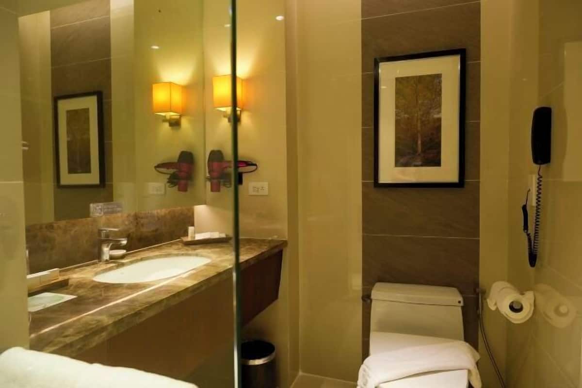 Regadera, amenidades de baño gratuitas, secadora de cabello, batas