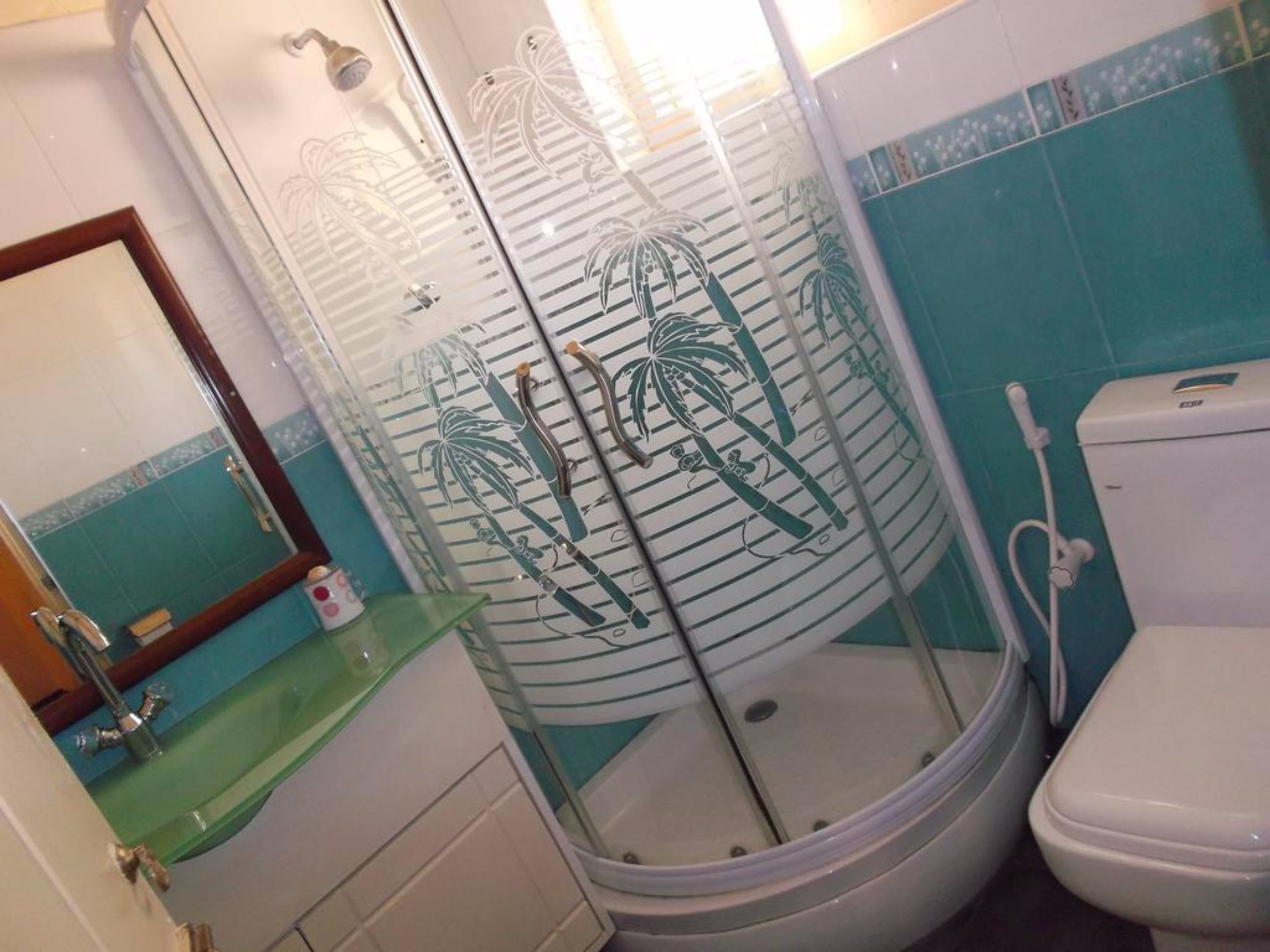 combined shower/bathtub, free toiletries, towels