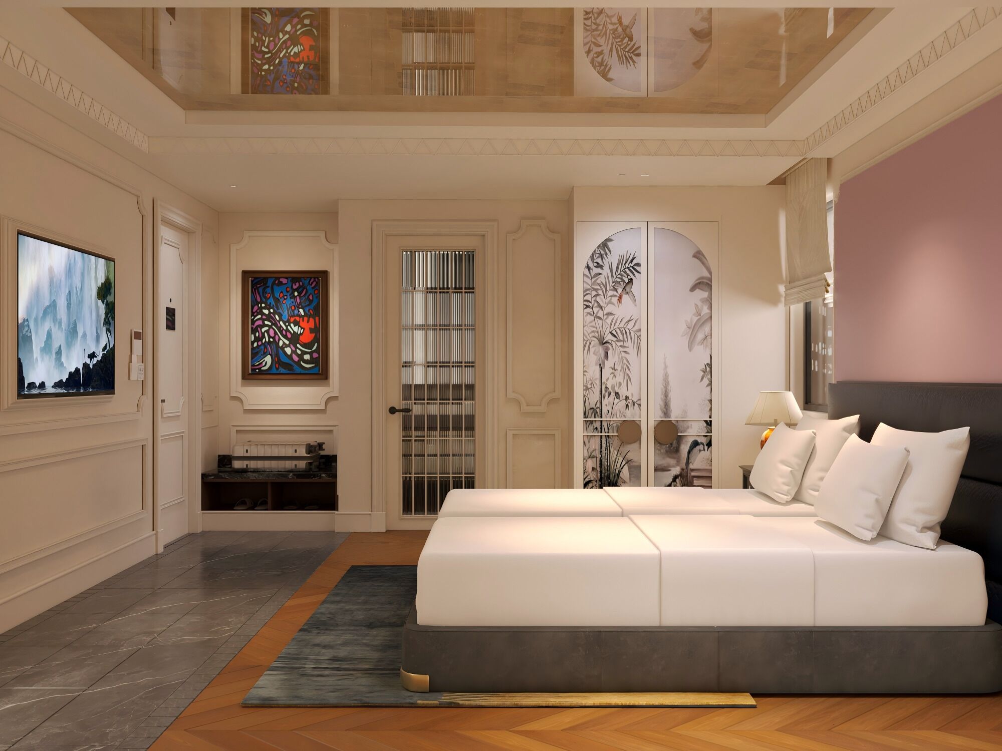 Premium bedding, down comforters, memory foam beds, minibar