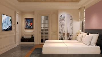 Premium bedding, down comforters, memory foam beds, minibar
