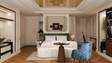 Premium bedding, down comforters, memory foam beds, minibar