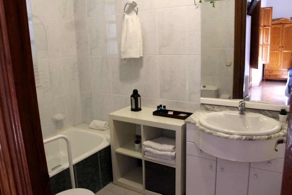 combined shower/bathtub, free toiletries, hair dryer, bidet
