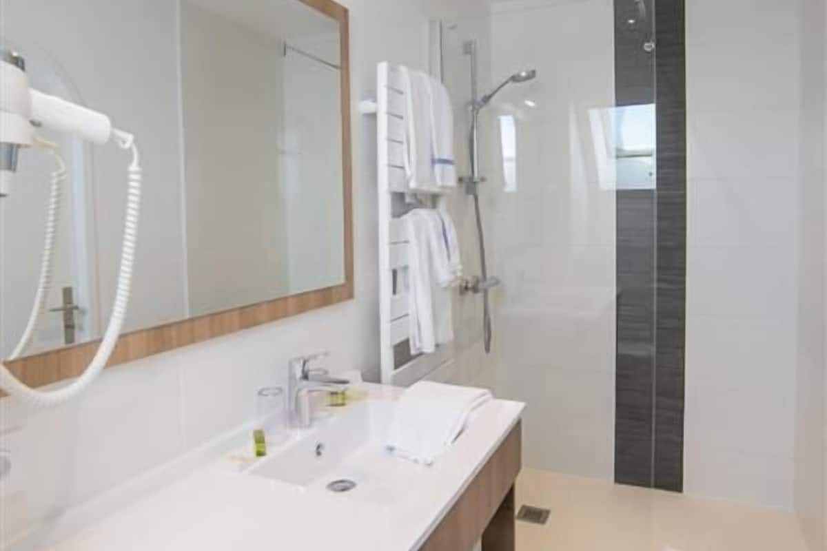 free toiletries, hair dryer, towels, soap