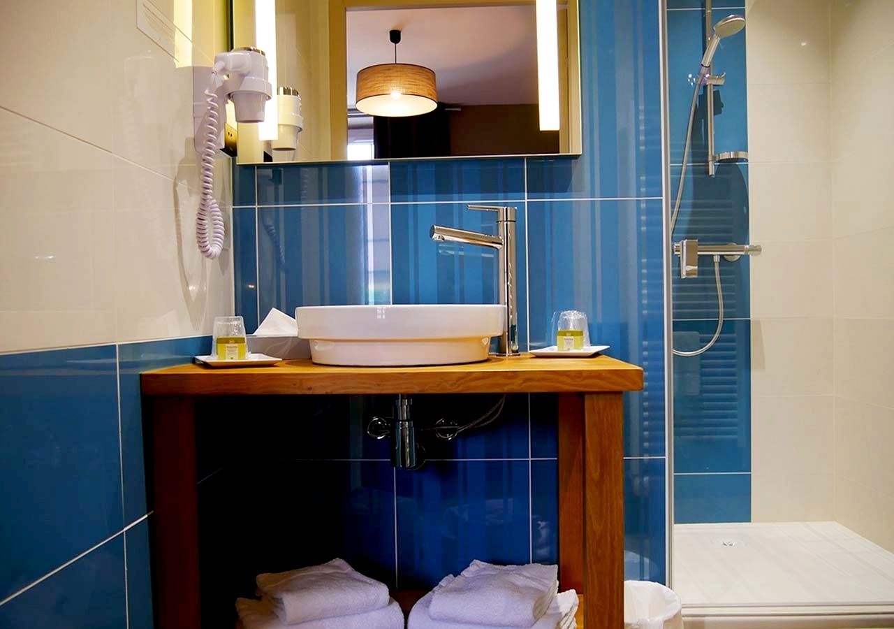 free toiletries, hair dryer, towels