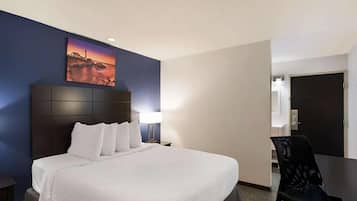 Pillowtop beds, desk, laptop workspace, iron/ironing board