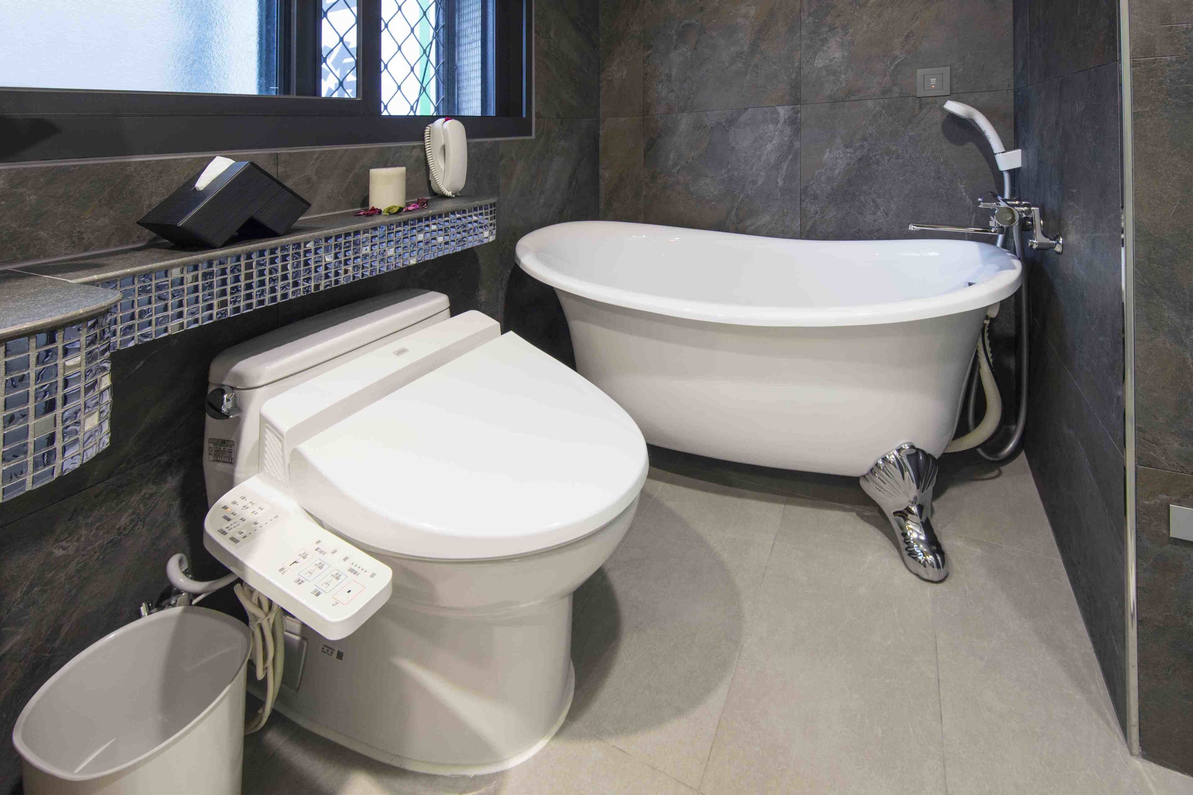 superior twin room | bathroom | rainfall showerhead, hair dryer, slippers, electronic bidet