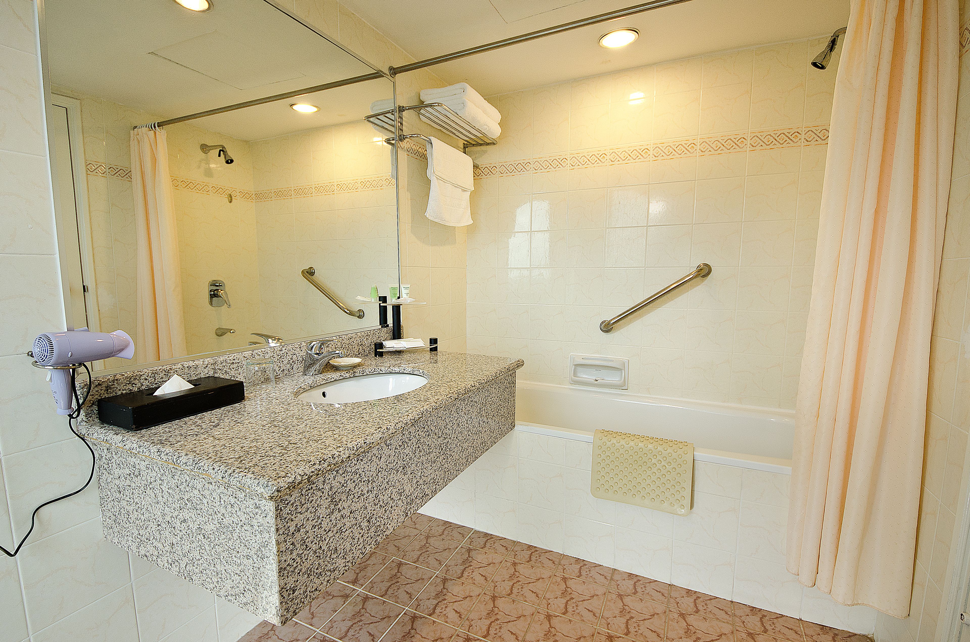 shower, free toiletries, slippers, bidet